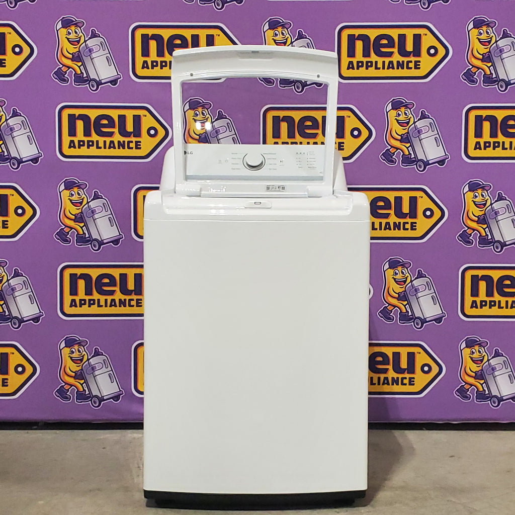Pictures of LG Top Load 4.1 Cu. Ft. Washer with TurboDrum Technology in White WT6105CW - Scratch & Dent (Minor) and LG 7.3 Cu. Ft. Electric Rear Control Ultra Large Capacity Dryer in White with Sensor Dry 16075 - DLE6100W - Open Box - Neu Appliance Outlet - Discount Appliance Outlet in Austin, Tx