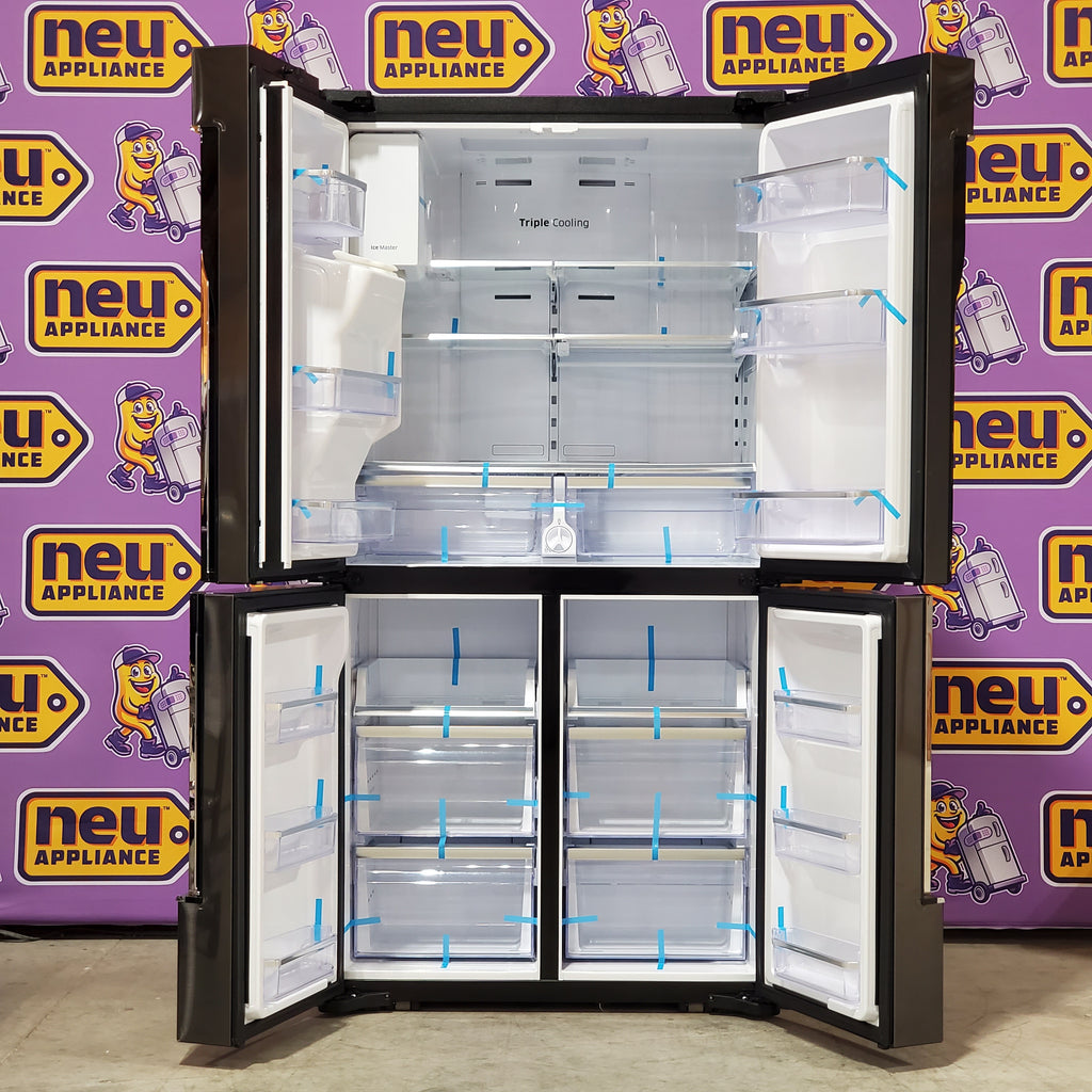 Pictures of Samsung 23 cu. ft. Counter Depth 4-Door Flex™ Refrigerator with FlexZone™ in Black Stainless Steel 05CR63 - RF23J9011SG - Scratch & Dent (Minor) - Neu Appliance Outlet - Discount Appliance Outlet in Austin, Tx