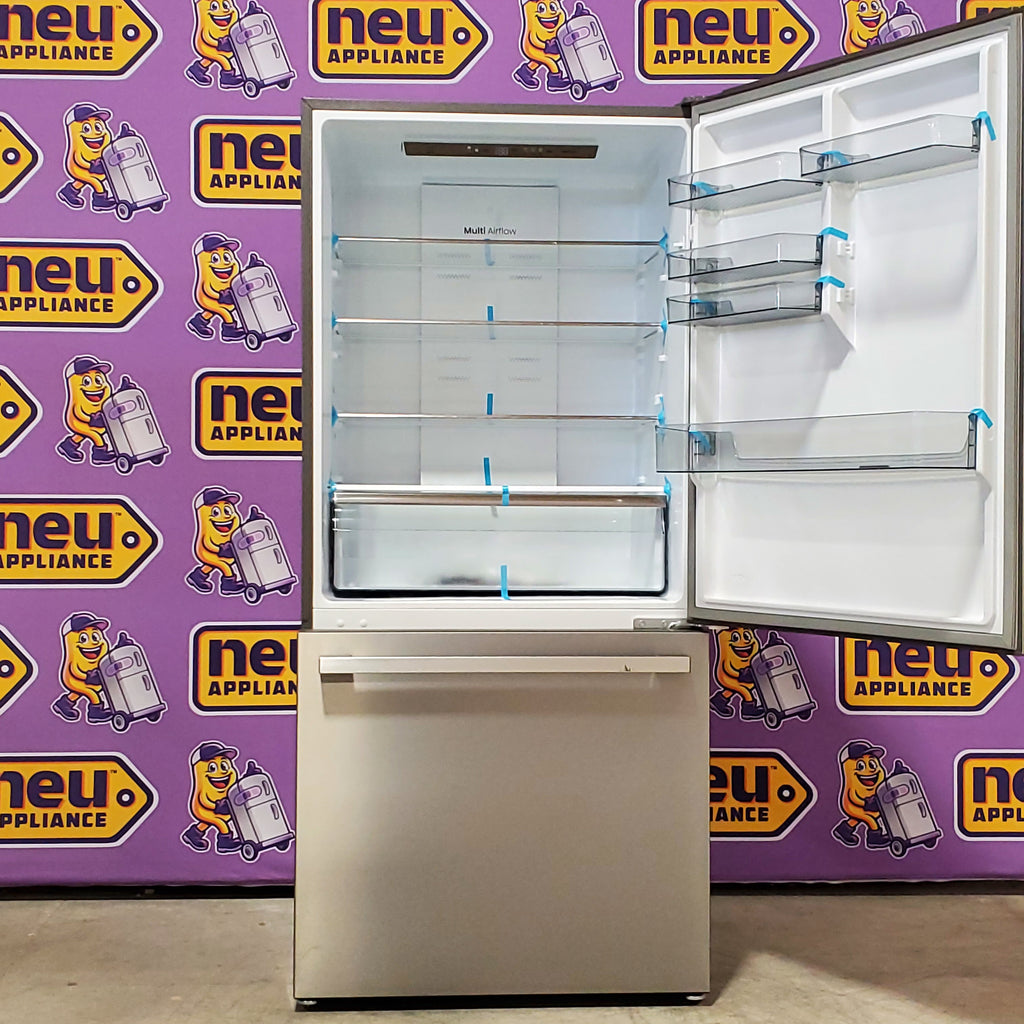 Hisense Counter Depth Bottom Freezer 17.2 Cu. Ft. Refrigerator with LED Lighting and Super Cool and Super Freeze in Fingerprint Stainless Steel 24SD053 - HRB171N6ASE - Scratch and Dent (Minor)