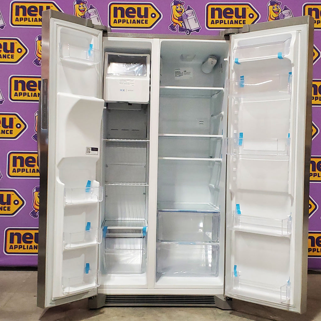 Frigidaire 25.6 cu. ft. ENERGY STAR Side by Side Refrigerator with Exterior Water and Ice Dispenser in Stainless Steel 3SD813 - FRSS2623AS - Scratch & Dent (Minor)