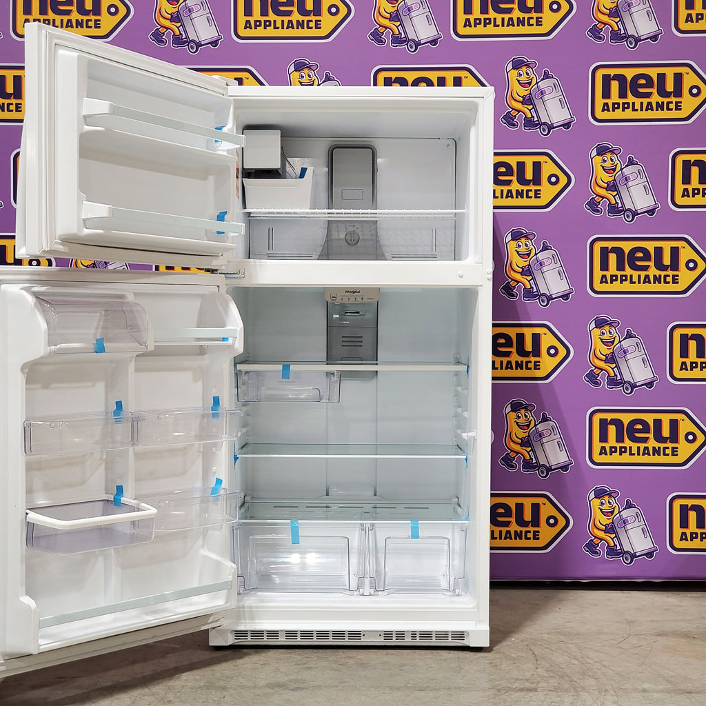 Pictures of Whirlpool 33" Wide Top Freezer 20.5 cu ft Refrigerator with Ice Maker and Frameless Glass Shelves and Flexi-Slide Bin 22SD026 - WRT311FZDW - Scratch & Dent (Minor) - Neu Appliance Outlet - Discount Appliance Outlet in Austin, Tx