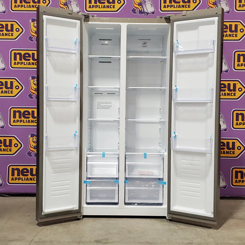 Hamilton Beach 15.6-cu ft Counter-Depth 32-in Wide Side-by-Side Refrigerator in Stainless Steel 25SD038 - HZ8551 - Scratch & Dent (Moderate)