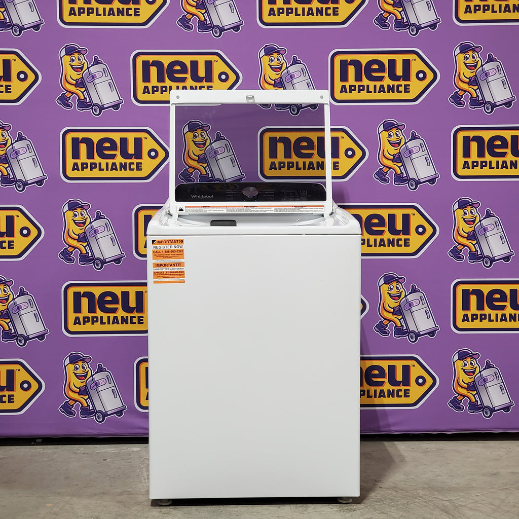 Whirlpool 4.6 Cu. Ft. Top Load Impeller Washer with Built-in Faucet WTW5020SW  - Scratch & Dent (Minor) and Whirlpool 7.0 cu. ft. Electric Dryer with Hamper Door 16091 - WED5010LW - Scratch & Dent (Minor)