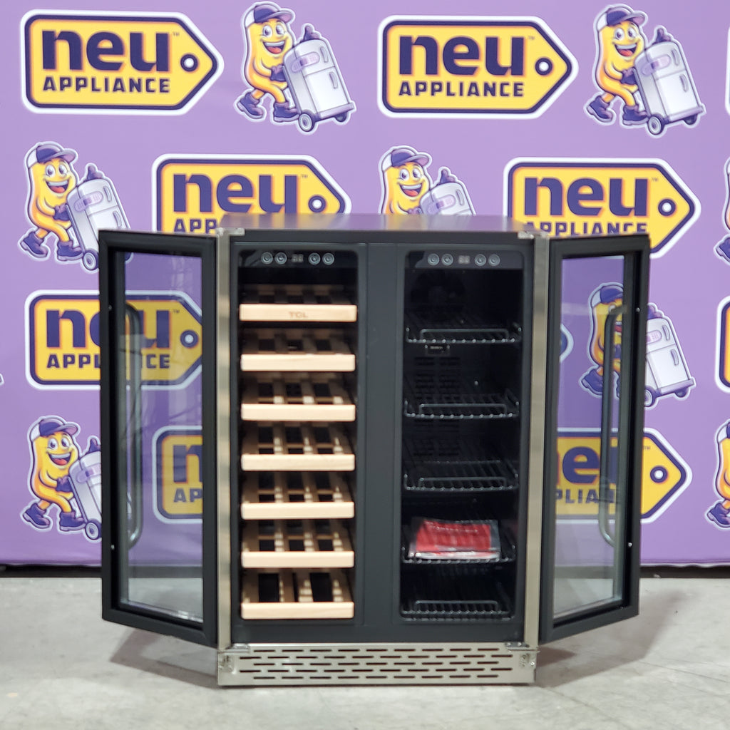 TCL 23.4-in W 20 -Bottles Stainless Steel Dual Zone Cooling Built-in/Freestanding Indoor Wine Cooler 5SD239 - B422D - Scratch & Dent (Minor)