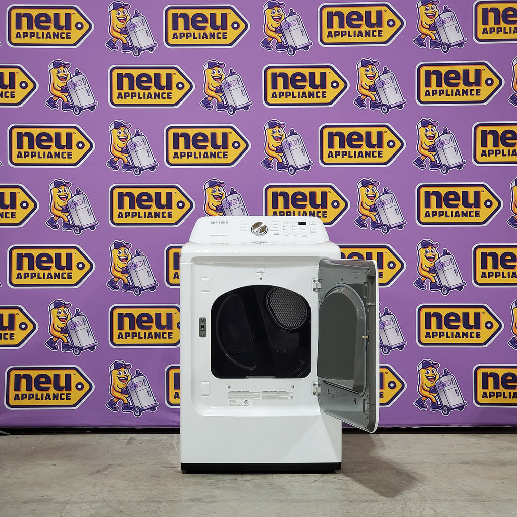 Pictures of Samsung 4.5 cu. ft. Top Load Washer with Vibration Reduction Technology+ in White WA45T3200AW - Open Box and Samsung 7.2 cu. ft. Electric Dryer with Sensor Dry in White 16120 - DVE45T3200W - Open Box - Neu Appliance Outlet - Discount Appliance Outlet in Austin, Tx