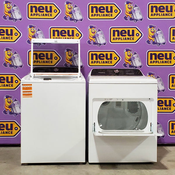 Whirlpool 4.6 Cu. Ft. Top Load Impeller Washer with Built-in Faucet WTW5020SW  - Scratch & Dent (Minor) and Whirlpool 7.0 cu. ft. Electric Dryer with Hamper Door 16091 - WED5010LW - Scratch & Dent (Minor)