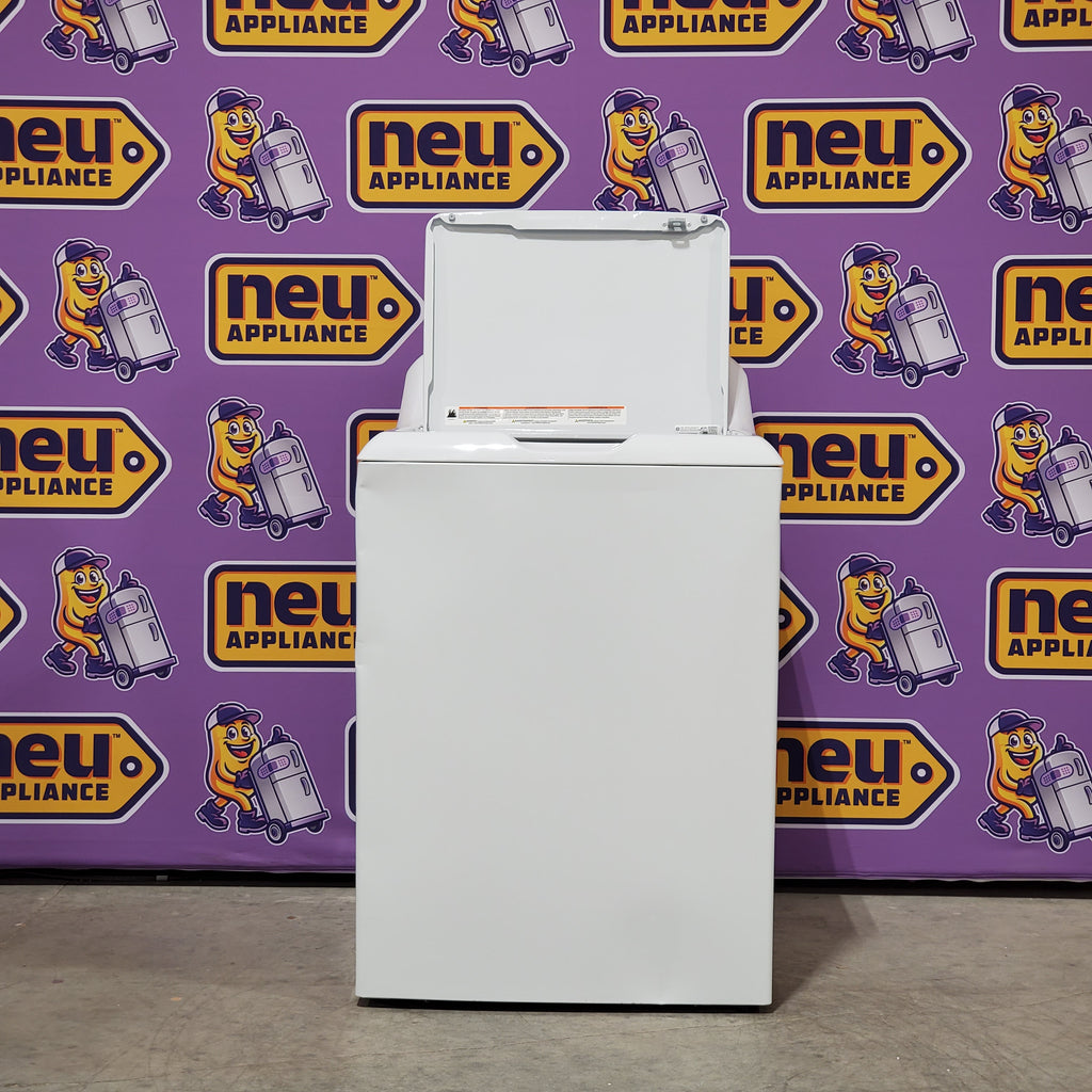 Pictures of Hotpoint® 4.0 cu. ft. Capacity Washer with Cold Plus and Water Level Control HTW265ASWWW - Scratch & Dent (Moderate) and Hotpoint® 6.2 cu. ft. vented Electric Dryer with Auto Dry 16101 - HTX26EASWWW - Scratch & Dent (Minor) - Neu Appliance Outlet - Discount Appliance Outlet in Austin, Tx