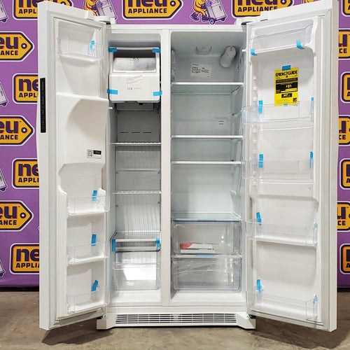 Frigidaire 25.6 cu. ft. Side by Side Refrigerator in White with Exterior Ice and Water Dispenser 26SD009 - FRSS2623AW - Scratch & Dent (Minor)