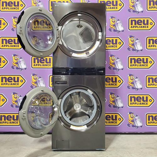 LG Single Unit Front Load WashTower™ with Center Control® 5.0 cu.ft. Washer and 7.4 cu.ft. Electric Dryer in Black Steel 5SD274 - WKEX300HBA - Scratch & Dent (Minor)