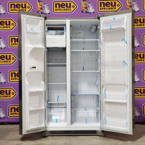 Pictures of Frigidaire 25.6-cu ft ENERGY STAR Side-by-Side Refrigerator with Ice Maker in Fingerprint Resistant Stainless Steel 22SD031 - FRSS26L3AF - Scratch & Dent (Minor) - Neu Appliance Outlet - Discount Appliance Outlet in Austin, Tx