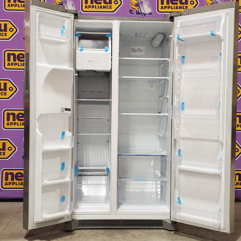 Frigidaire 25.6 cu. ft. ENERGY STAR Side by Side Refrigerator with Exterior Water and Ice Dispenser in Stainless Steel 3SD971 - FRSS2623AS - Scratch & Dent (Minor)