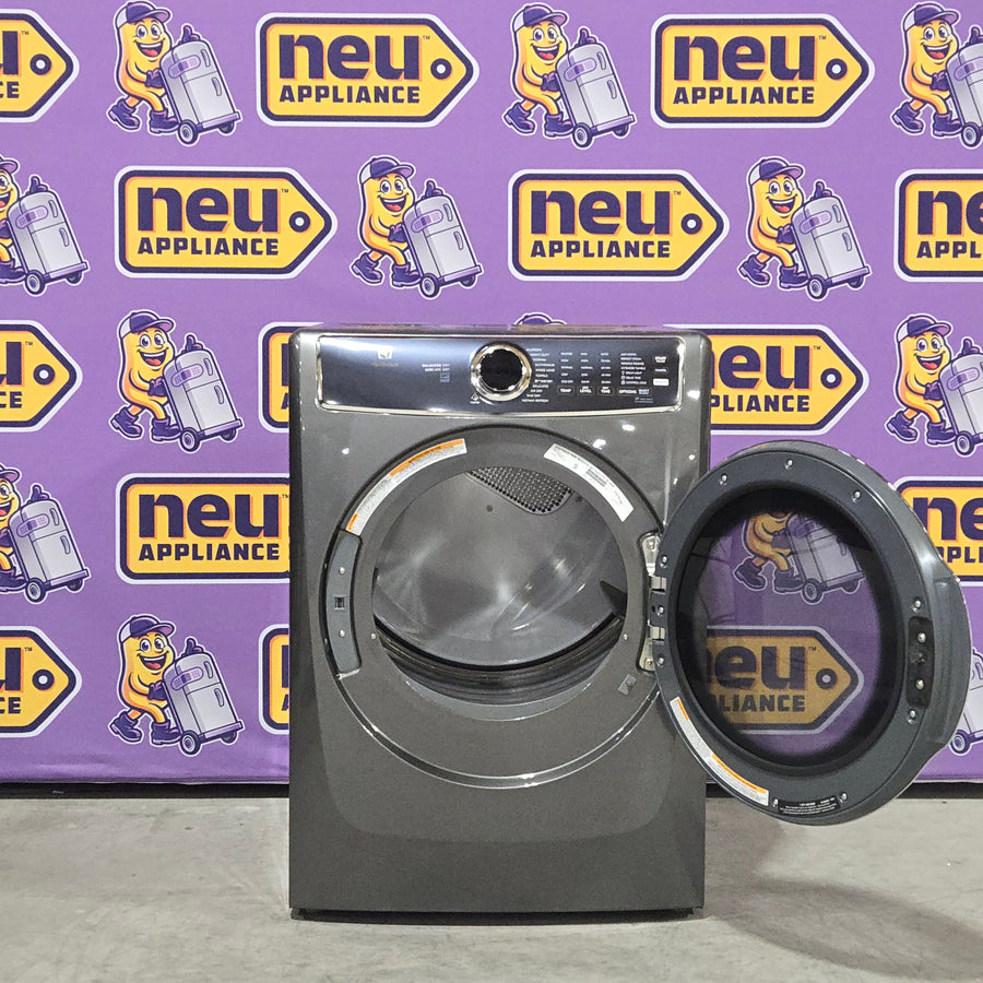 Electrolux Titanium Front Load 600 Series 4.5 Cu. Ft. Washer with Smartboost ELFW7637AT - Scratch & Dent (Minor) and Electrolux 8 cu. ft. vented Front Load Stackable 600 Series Electric Dryer in Titanium with LuxCare Dry 16245 - ELFE7637AT - Open Box