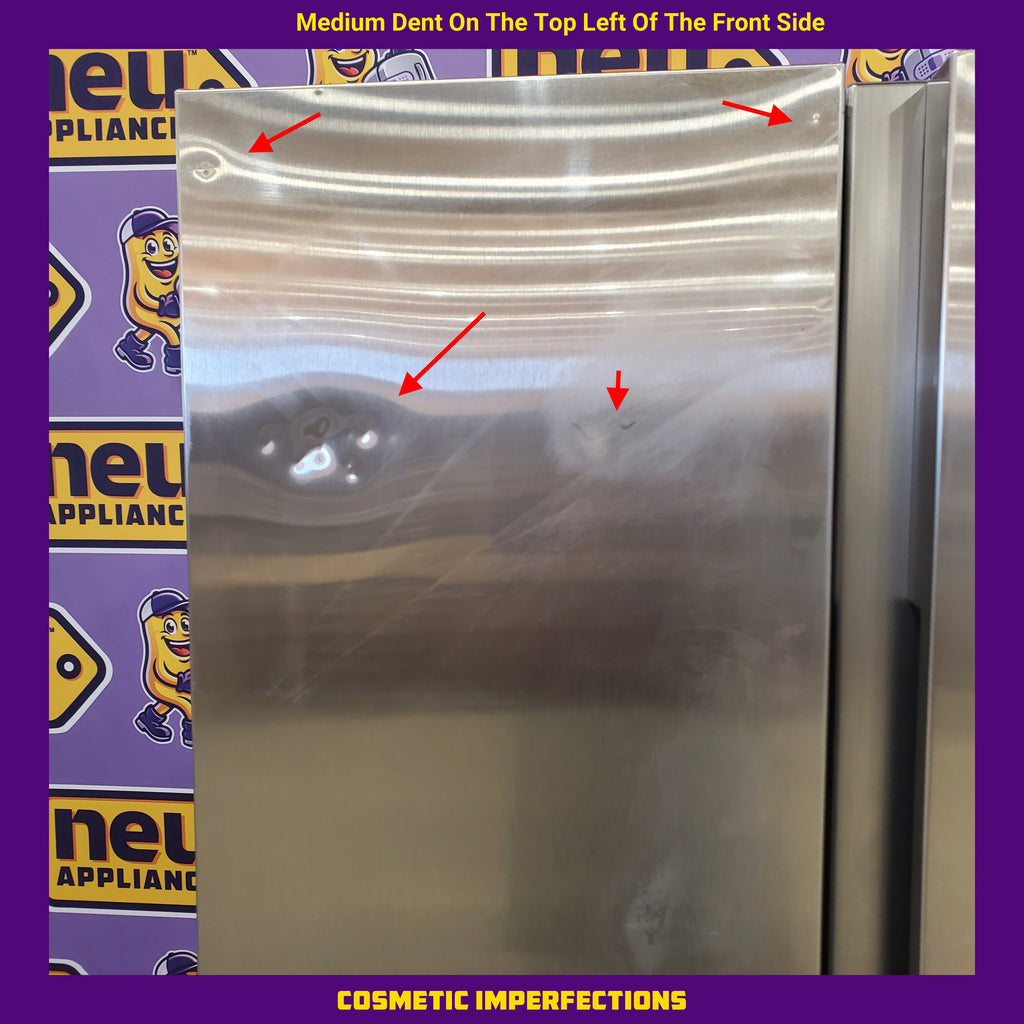 Pictures of Samsung 27.4-cu ft Side-by-Side Refrigerator with Ice Maker in Fingerprint Resistant Stainless Steel 4SD414 - RS27T5200SR - Scratch & Dent (Moderate) - Neu Appliance Outlet - Discount Appliance Outlet in Austin, Tx