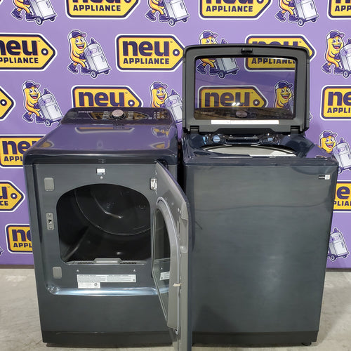 Samsung 5.4 cu. ft. Smart Top Load Washer with Pet Care Solution and Super Speed Wash WA54CG7150AD - Scratch & Dent (Minor) and  7.4 cu. ft. Smart Vented Electric Dryer with Pet Care Dry and Steam Sanitize+ 16262 - DVE54CG7150D - Open Box