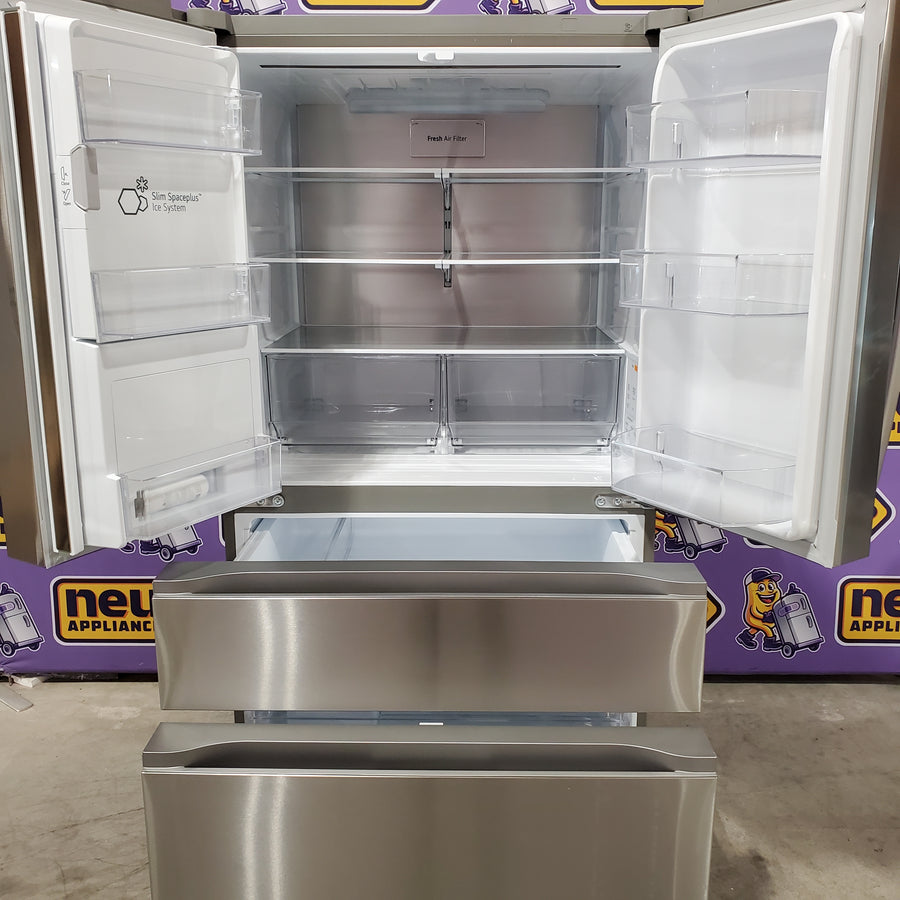 LG 29 cu. ft. Smart Standard-Depth MAX™ 4-Door French Door Refrigerator with Full-Convert Drawer™ in Print Proof Stainless Steel 22134SD232 - LF29H8330S - Scratch & Dent (Moderate)