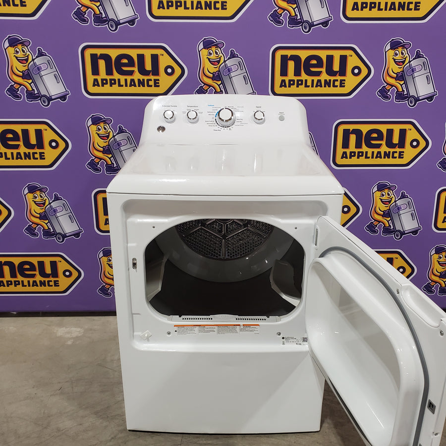 GE White Top Load 4.0 Cu. Ft. Capacity Washer with Stainless Steel Wash Basket GTW325ASWWW - New in Box and GE White Electric 7.2 Cu. Ft. Dryer with Aluminized Alloy Drum 16207 - GTD42EASJWW - Certified Refurbished