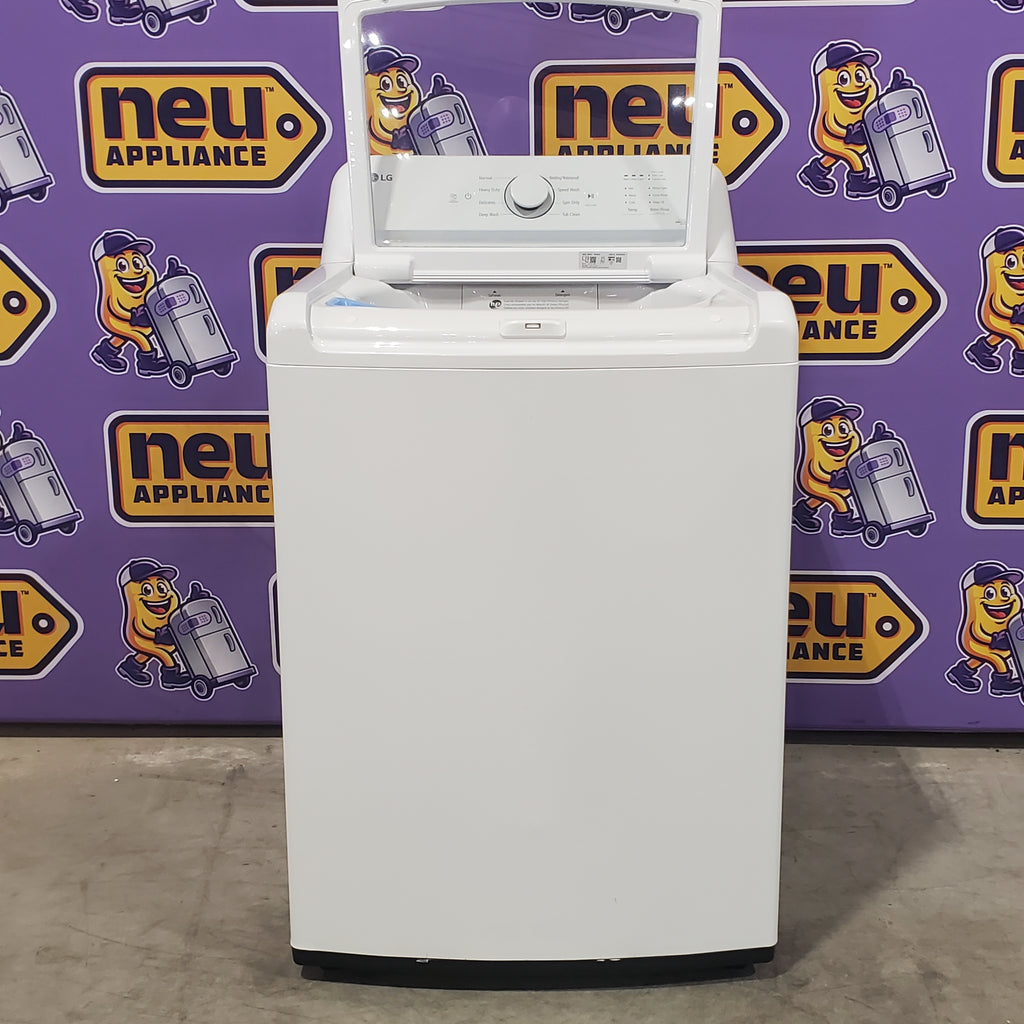Pictures of LG Top Load 4.1 Cu. Ft. Washer with TurboDrum Technology in White WT6105CW - Certified Refurbished and LG 7.3 Cu. Ft. Electric Rear Control Ultra Large Capacity Dryer in White with Sensor Dry 16109 - DLE6100W - Open Box - Neu Appliance Outlet - Discount Appliance Outlet in Austin, Tx
