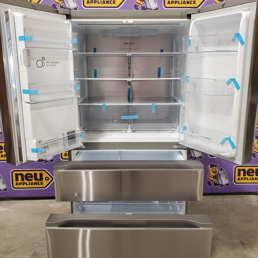 LG 29 cu. ft. Smart Standard-Depth MAX™ 4-Door French Door Refrigerator with Full-Convert Drawer™ in Print Proof Stainless Steel 25138SD757 - LF29H8330S - Scratch & Dent (Moderate)