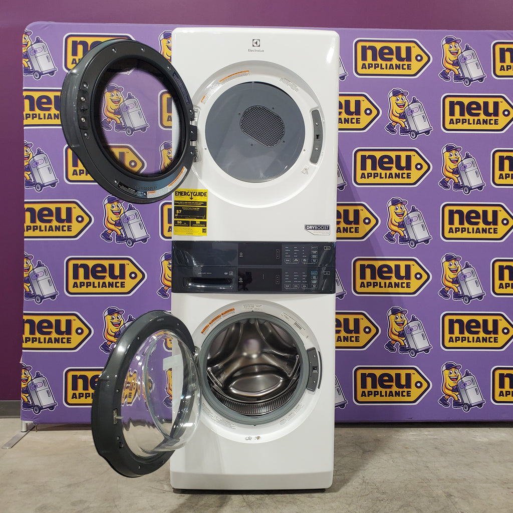 Pictures of Electrolux 300 Series Laundry Tower Single Unit Washer & Electric Dryer with LuxCare® Wash System in White ELTE7300AW - Scratch & Dent (Minor) - Neu Appliance Outlet - Discount Appliance Outlet in Austin, Tx