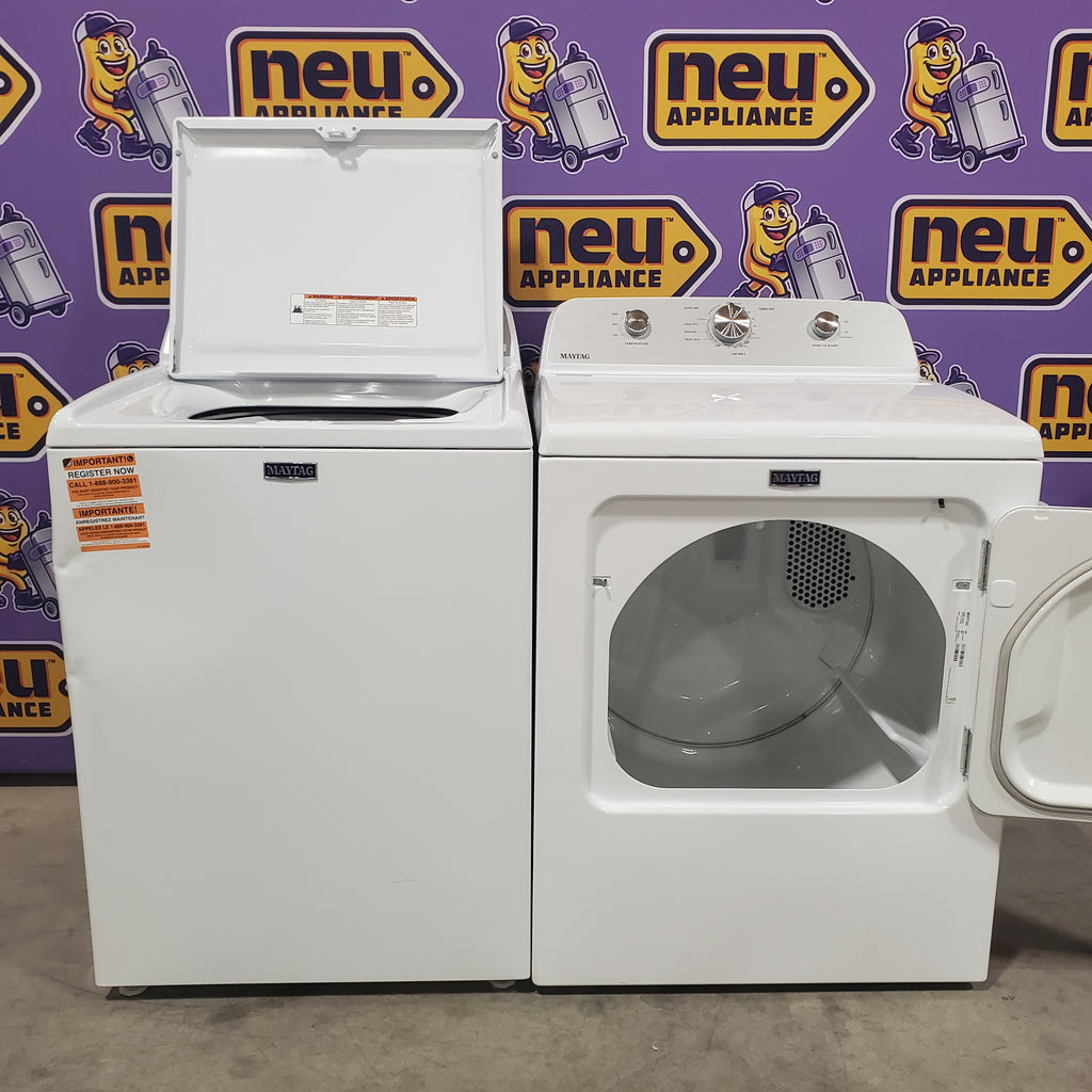 Maytag 4.2 Cu. Ft. Capacity Top Load Washer in White MTW4205SW - Certified Refurbished and MayTag 7.0 cu. ft. Top Load Electric Wrinkle Prevent Dryer 16089 - MED4500MW - Open Box