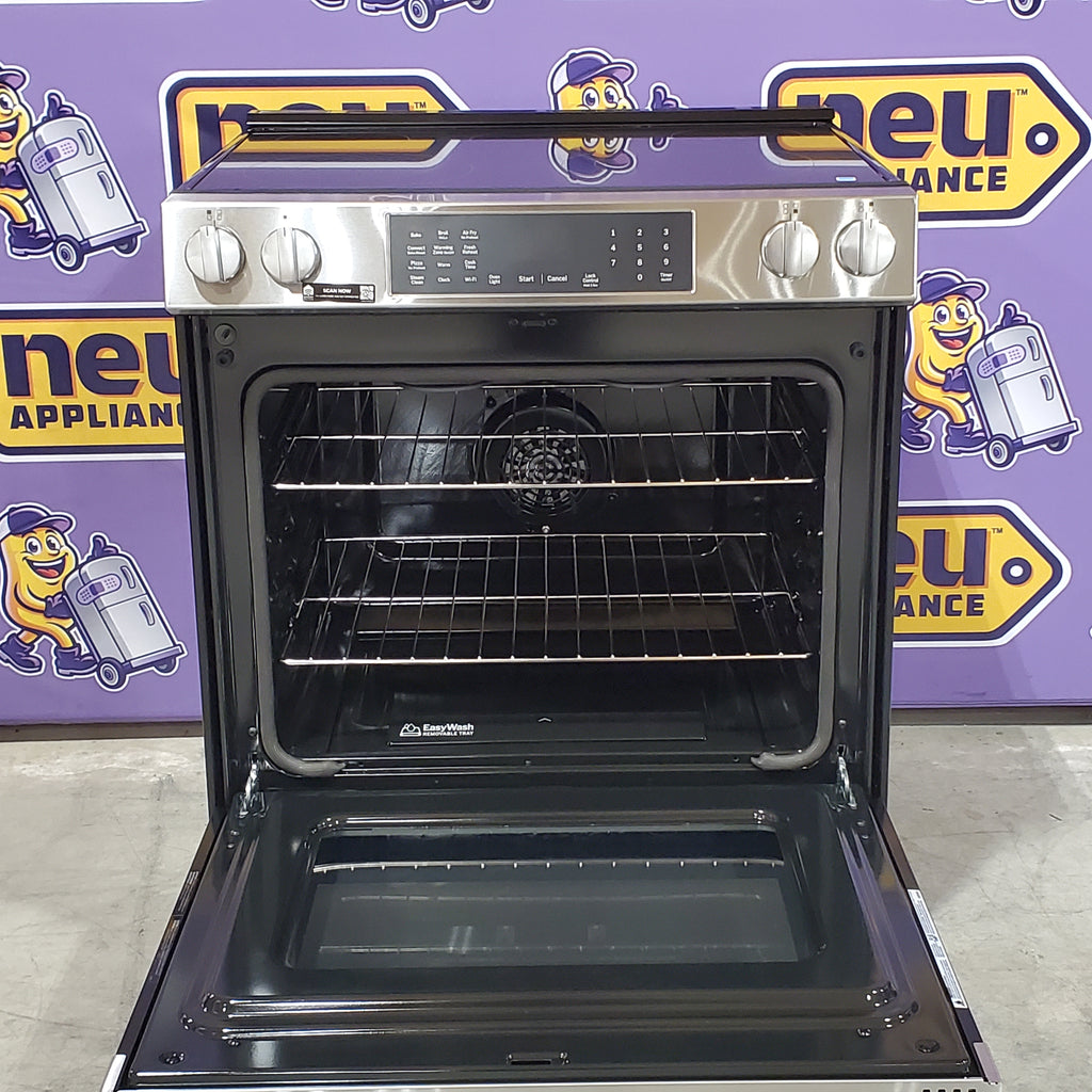 GE® Fingerprint Resistant Stainless 30" Slide-In Electric Convection Range with No Preheat Air Fry and EasyWash™ Oven Tray 22SD034 - GRS60LAVFS - Open Box