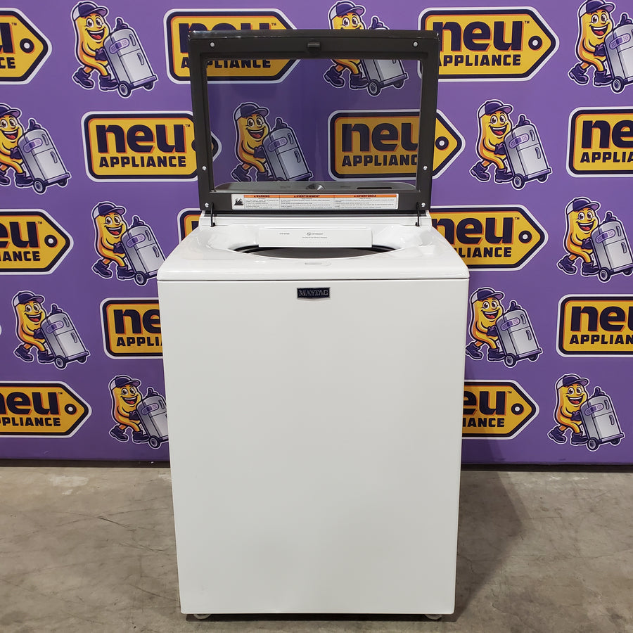 Maytag Top Load 4.8 cu ft Washer with Deep Fill and Slow-Close Glass Lid MVW6200KW - Scratch & Dent (Moderate) and Maytag 7.0 cu ft Gas Dryer with Moisture Sensing and Quick Dry Cycle 16175 - MED6200KW - Scratch & Dent (Minor)