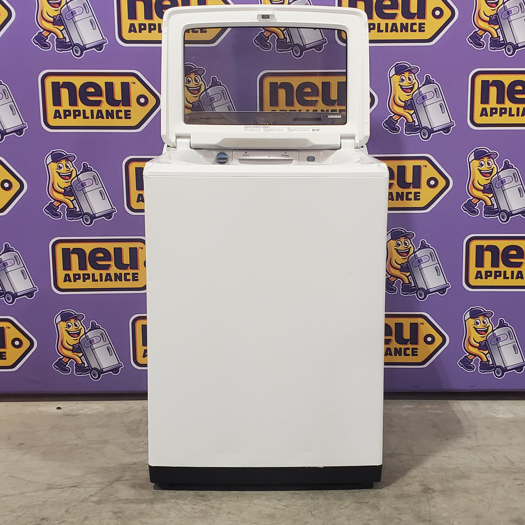 Pictures of Samsung White Top Load 5.0 Cu. Ft. Washer with Super Speed WA50R5400AW - Certified Refurbished and Samsung White Electric 7.4 Cu. Ft. Dryer with Sensor Dry 16035 - DVE50R5200W - Certified Refurbished - Neu Appliance Outlet - Discount Appliance Outlet in Austin, Tx