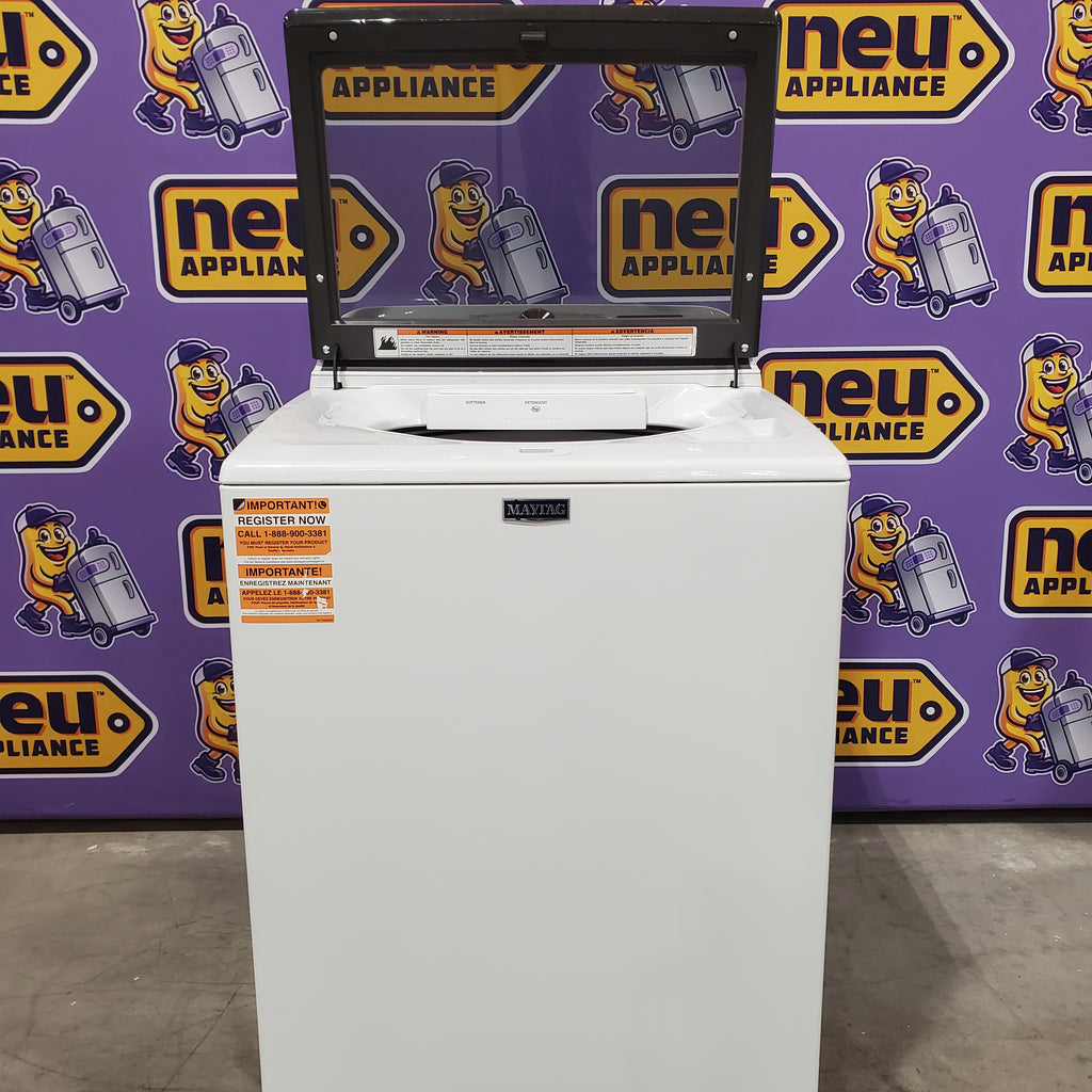 Pictures of Maytag Top Load 4.8 cu ft Washer with Deep Fill and Slow-Close Glass Lid MVW6200KW - Scratch & Dent (Minor) and Maytag 7.0 cu ft Electric Dryer with Moisture Sensing and Quick Dry Cycle 16168 - MED6200KW - Scratch & Dent (Minor) - Neu Appliance Outlet - Discount Appliance Outlet in Austin, Tx
