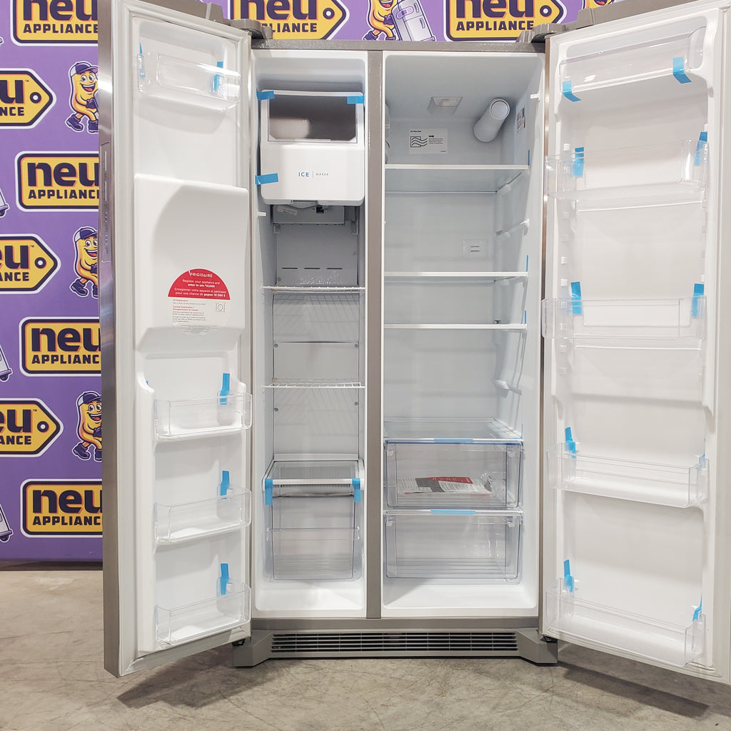 Pictures of Frigidaire 25.6 cu. ft. ENERGY STAR Side by Side Refrigerator with Exterior Water and Ice Dispenser in Stainless Steel FRSS2623AS - Scratch & Dent (Minor) - Neu Appliance Outlet - Discount Appliance Outlet in Austin, Tx