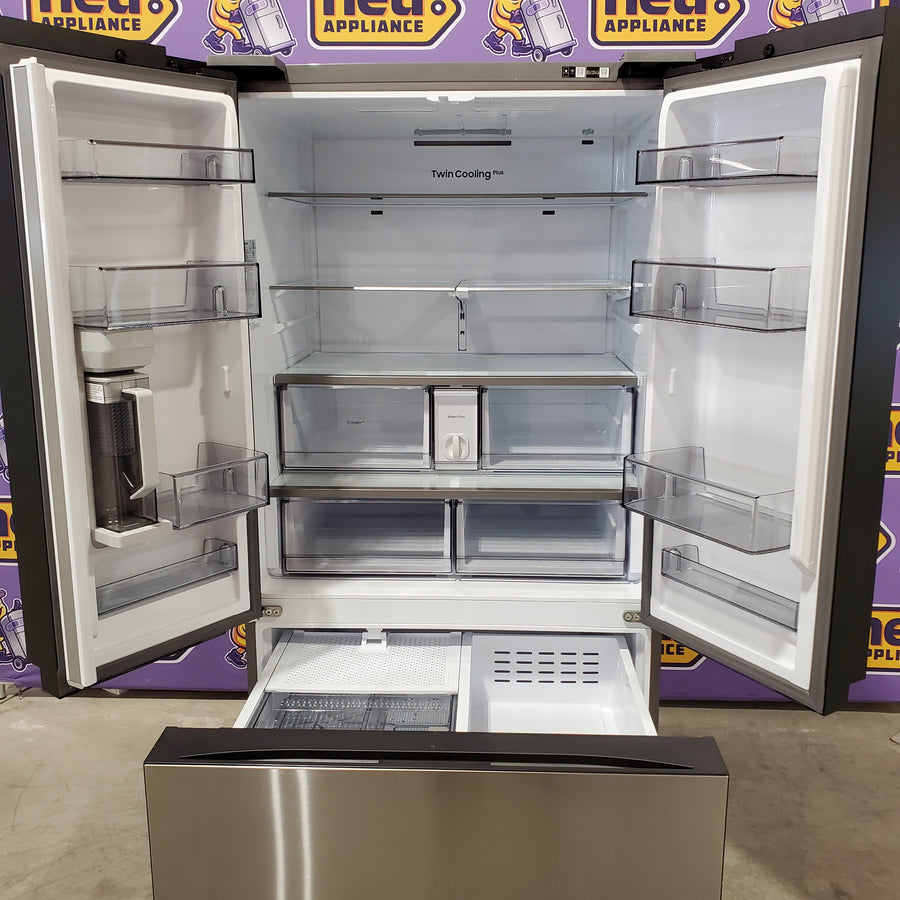 Samsung Bespoke Stainless Steel 3 Door French Door 30 Cu. Ft. Refrigerator with EZ Open Handle and Dual Ice Makers 22134SD242 - RF30BB6200QL - Scratch and Dent (Moderate)