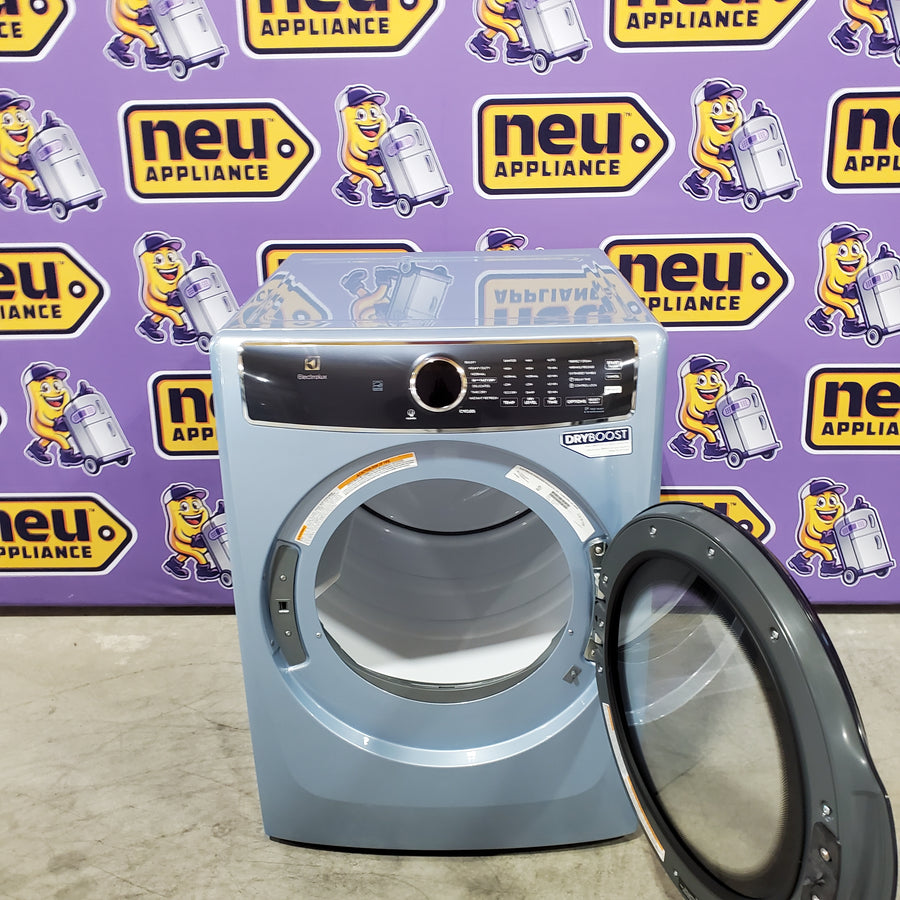 Electrolux Glacier Blue 400 Series Electric 8.0 Cu. Ft. Dryer with Perfect Steam Option and Extended Tumble 22136SD254 - ELFE7437AG - Open Box
