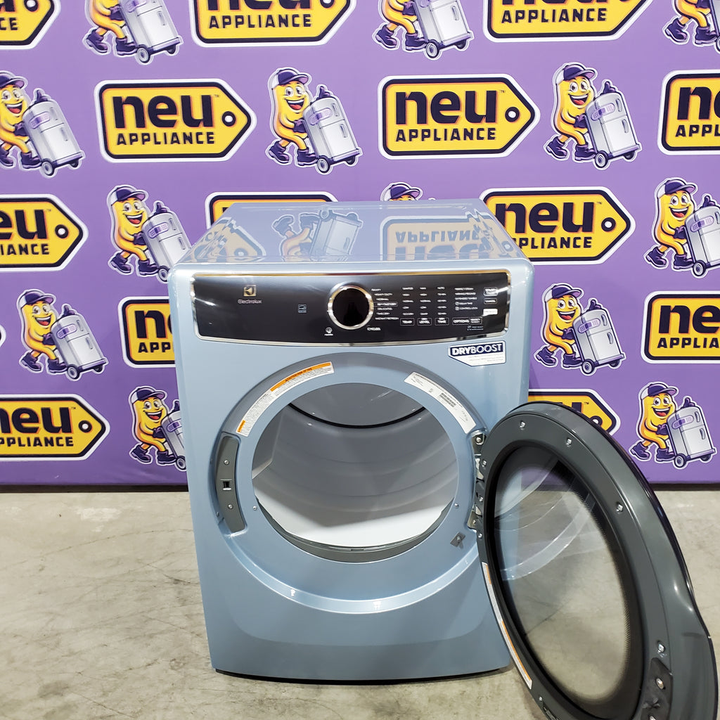 Pictures of Electrolux Glacier Blue 400 Series Electric 8.0 Cu. Ft. Dryer with Perfect Steam Option and Extended Tumble 22136SD254 - ELFE7437AG - Open Box - Neu Appliance Outlet - Discount Appliance Outlet in Austin, Tx