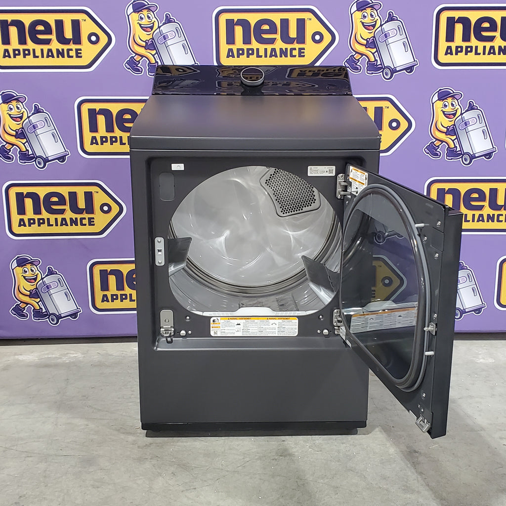 Pictures of LG 5.3 cu. ft. Smart Top Load Washer with 4-Way® Agitator and AI Sensing EasyUnload™ WT8405CB - New in Box and LG 7.3 cu. ft. Ultra Large Capacity Rear Control Electric Dryer with LG EasyLoad™ Door and TurboSteam™ 16117 - DLEX8600BE - Open Box - Neu Appliance Outlet - Discount Appliance Outlet in Austin, Tx