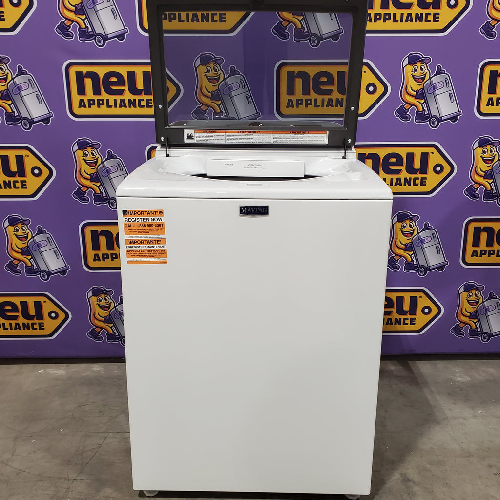 Pictures of Maytag Top Load 4.8 cu ft Washer with Deep Fill and Slow-Close Glass Lid MVW6200KW - Scratch & Dent (Minor) and Maytag 7.0 cu ft Electric Dryer with Moisture Sensing and Quick Dry Cycle 16165 - MED6200KW - Scratch & Dent (Minor) - Neu Appliance Outlet - Discount Appliance Outlet in Austin, Tx