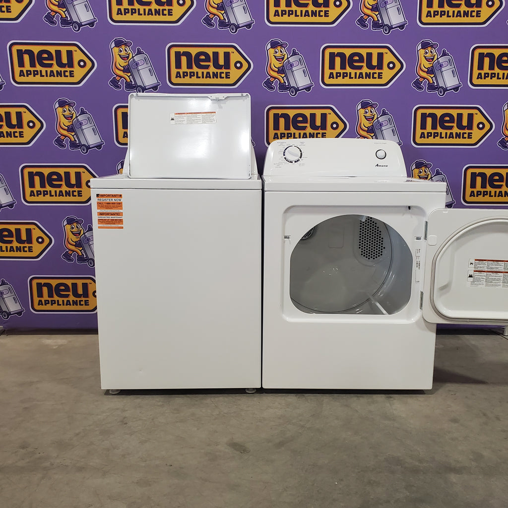 Amana 3.8 Cu. Ft. Top Load Washer with High Efficiency Agitator NTW4519JW - Scratch & Dent (Minor) and Amana 6.5 Cu. Ft. Electric Dryer with Wrinkle Prevent Option 16053 - NED4655EW - Open Box