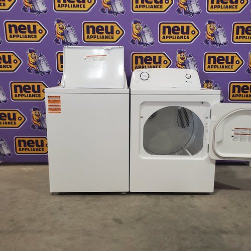 Amana 3.8 Cu. Ft. Top Load Washer with High Efficiency Agitator NTW4519JW - Scratch & Dent (Minor) and Amana 6.5 Cu. Ft. Electric Dryer with Wrinkle Prevent Option 16053 - NED4655EW - Open Box