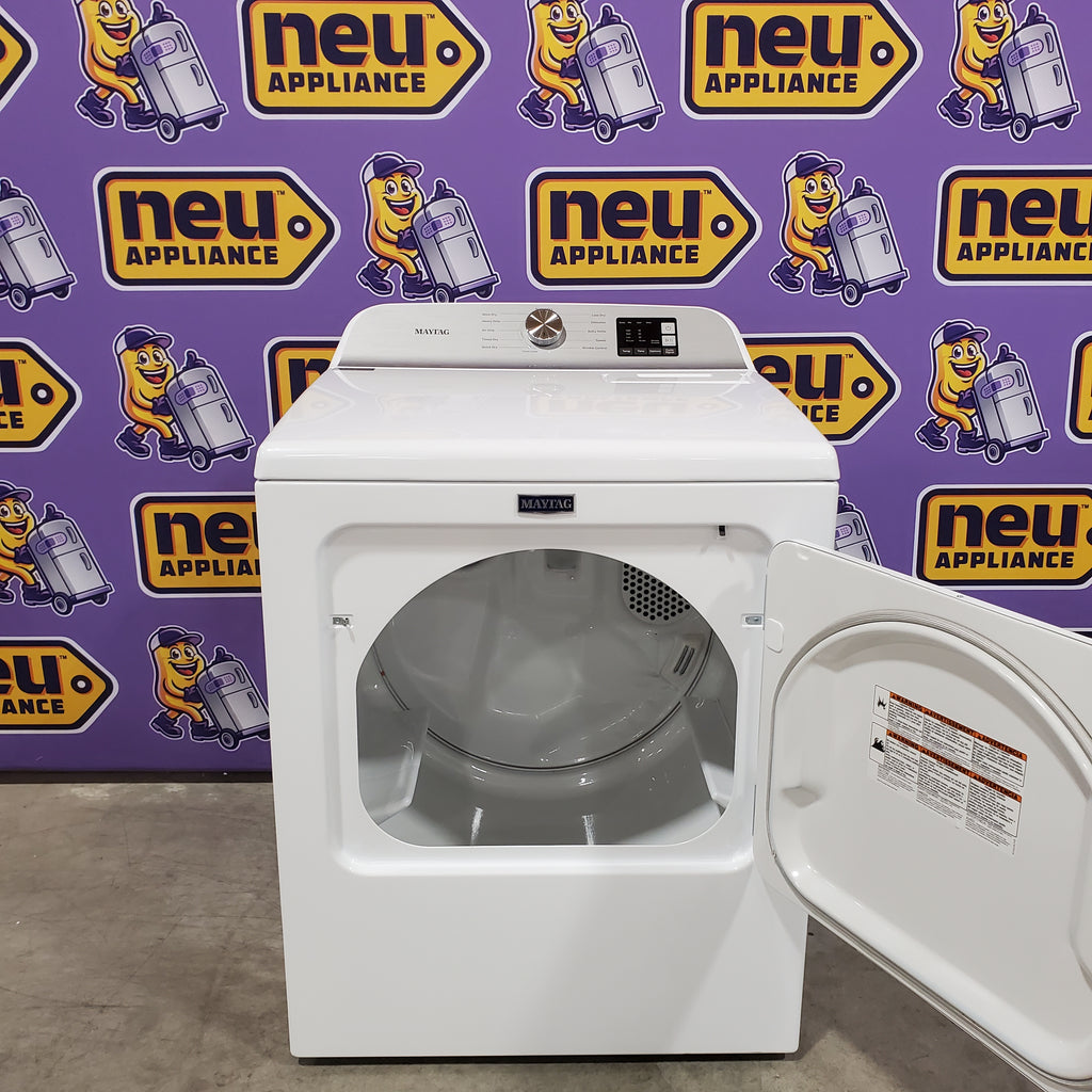 Pictures of Maytag Top Load 4.8 cu ft Washer with Deep Fill and Slow-Close Glass Lid MVW6200KW - Scratch & Dent (Minor) and Maytag 7.0 cu ft Electric Dryer with Moisture Sensing and Quick Dry Cycle 16164 - MED6200KW - Open Box - Neu Appliance Outlet - Discount Appliance Outlet in Austin, Tx