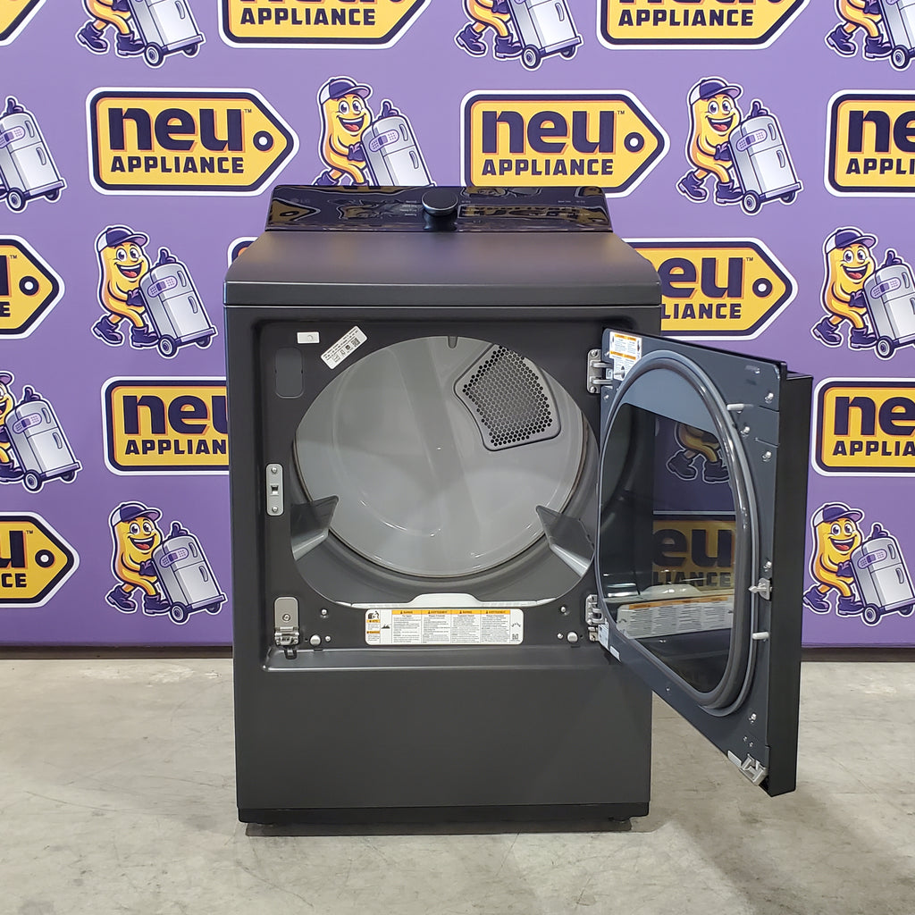 Pictures of LG 5.3 cu. ft. Capacity Top Load Washer with 4-Way® Agitator and EasyUnload™ WT8405CB - Open Box and LG 7.3 cu. ft. Capacity Smart Rear Control Electric Dryer with AI Sensing, EasyLoad™ Door DLE8400BE - Open Box - Neu Appliance Outlet - Discount Appliance Outlet in Austin, Tx