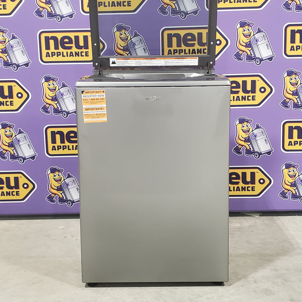 Pictures of Whirlpool Chrome Shadow 5.2 - 5.3 cu. ft. ENERGY STAR Top Load Washer with 2 in 1 Removable Agitator and Load & Go™ dispenser WTW8127LC and 7.4 cu. ft. Top Load Electric Dryer with Advanced Moisture Sensing WED8127LC - Scratch & Dent - Minor - Neu Appliance Outlet - Discount Appliance Outlet in Austin, Tx