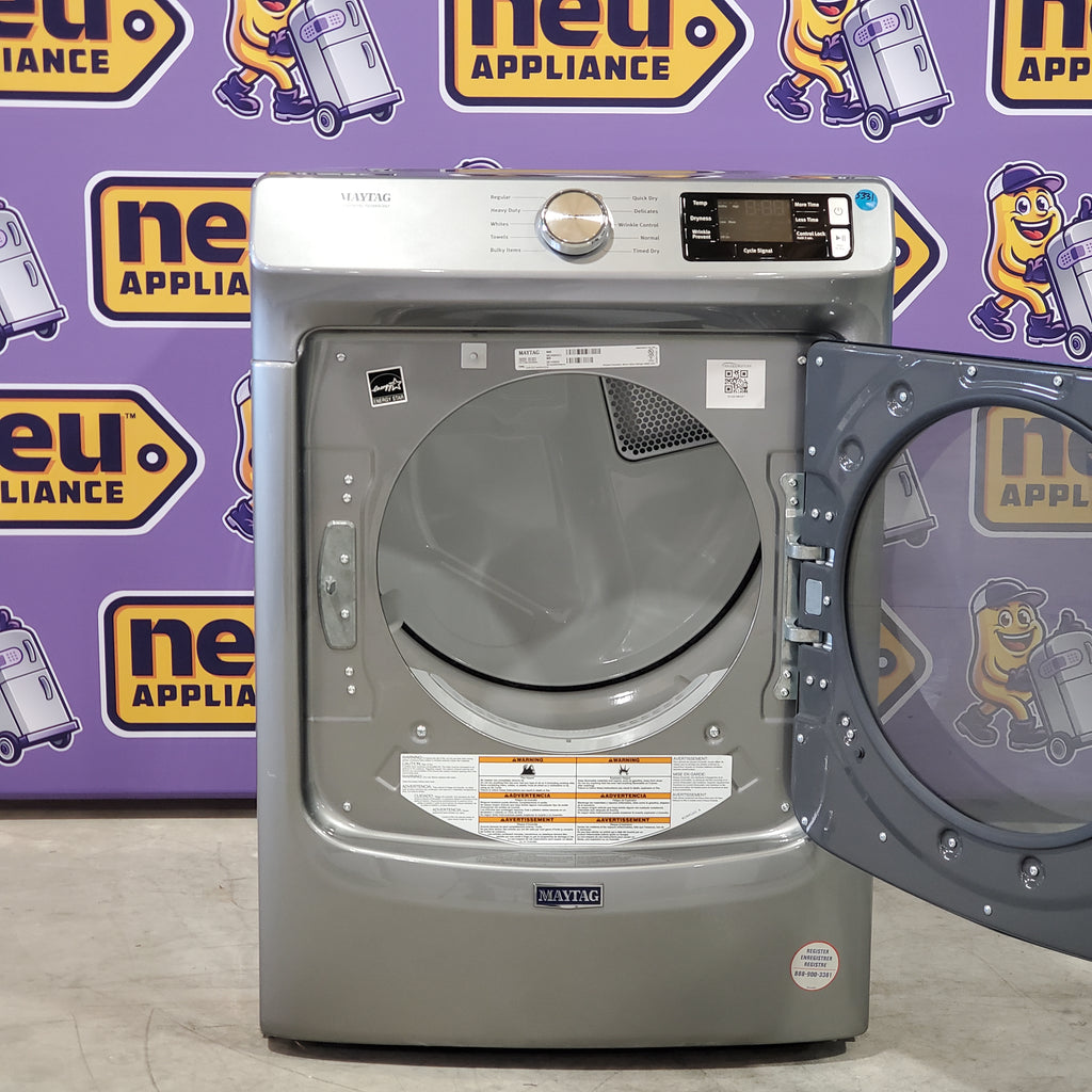 Pictures of Maytag Metallic Slate Front Load 4.8 Cu. Ft. Washer with Extra Power MHW6630HC - New in Box and Maytag 7.3-cu ft Stackable Vented Electric Dryer Energy Star Certified MED5630HC - Scratch & Dent - Minor - Neu Appliance Outlet - Discount Appliance Outlet in Austin, Tx