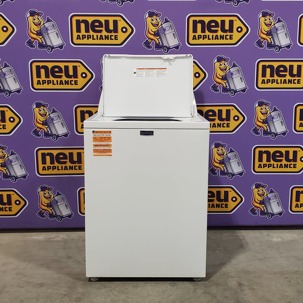Pictures of Maytag Top Load 3.8 cu. ft. Washer with Deep Fill and Quick Wash Cycle MVW4005SW and Maytag Top Load Electric Wrinkle Prevent 7.0 cu. ft. Dryer with Auto Dry 16077 MED4005SW - Open Box - Neu Appliance Outlet - Discount Appliance Outlet in Austin, Tx