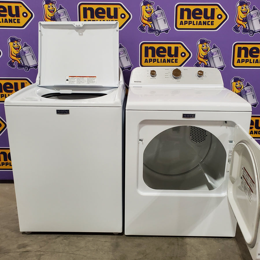 Maytag 4.5 cu. ft. Capacity Top Load Washer with Power™ Agitator and Deep Fill MVW4505MW - Open Box and Maytag 7.0 cu. ft. Capacity Top Load Electric Wrinkle Prevent Dryer 16246 - MED4500MW - Open Box