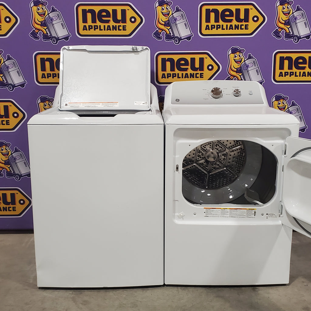 GE® 4.3 cu. ft. Capacity Washer with Stainless Steel Basket GTW385ASWWS - Certified Refurbished and GE® 7.2 cu. ft. Capacity Electric Dryer with Up To 120 ft. Venting and Reversible Door 16081 - GTD38EASWWS - Certified Refurbished