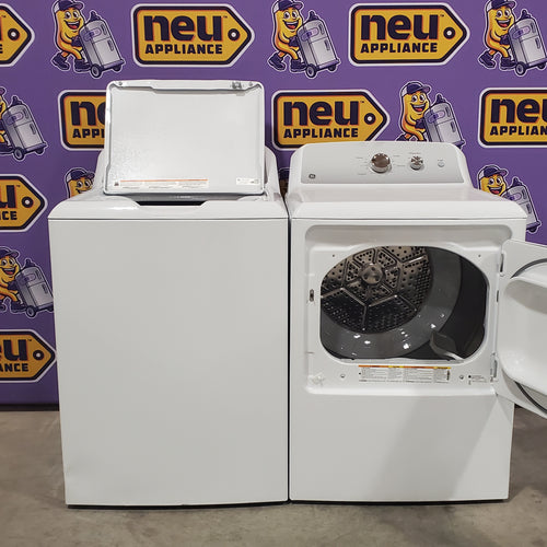 GE® 4.3 cu. ft. Capacity Washer with Stainless Steel Basket GTW385ASWWS - Certified Refurbished and GE® 7.2 cu. ft. Capacity Electric Dryer with Up To 120 ft. Venting and Reversible Door 16081 - GTD38EASWWS - Certified Refurbished