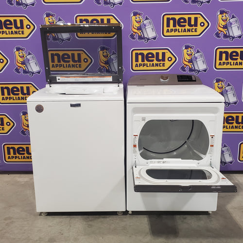 Pictures of Maytag 4.7 cu. ft. Top Load Washing Machine with Extra Power and Deep Fill Option MVW6230RHW - Certified Refurbished and Maytag 7.4 Cu. Ft. Top Load Electric Dryer with Extra Power and Advanced Moisture Sensing 16108 - MED6205RW - Open Box - Neu Appliance Outlet - Discount Appliance Outlet in Austin, Tx