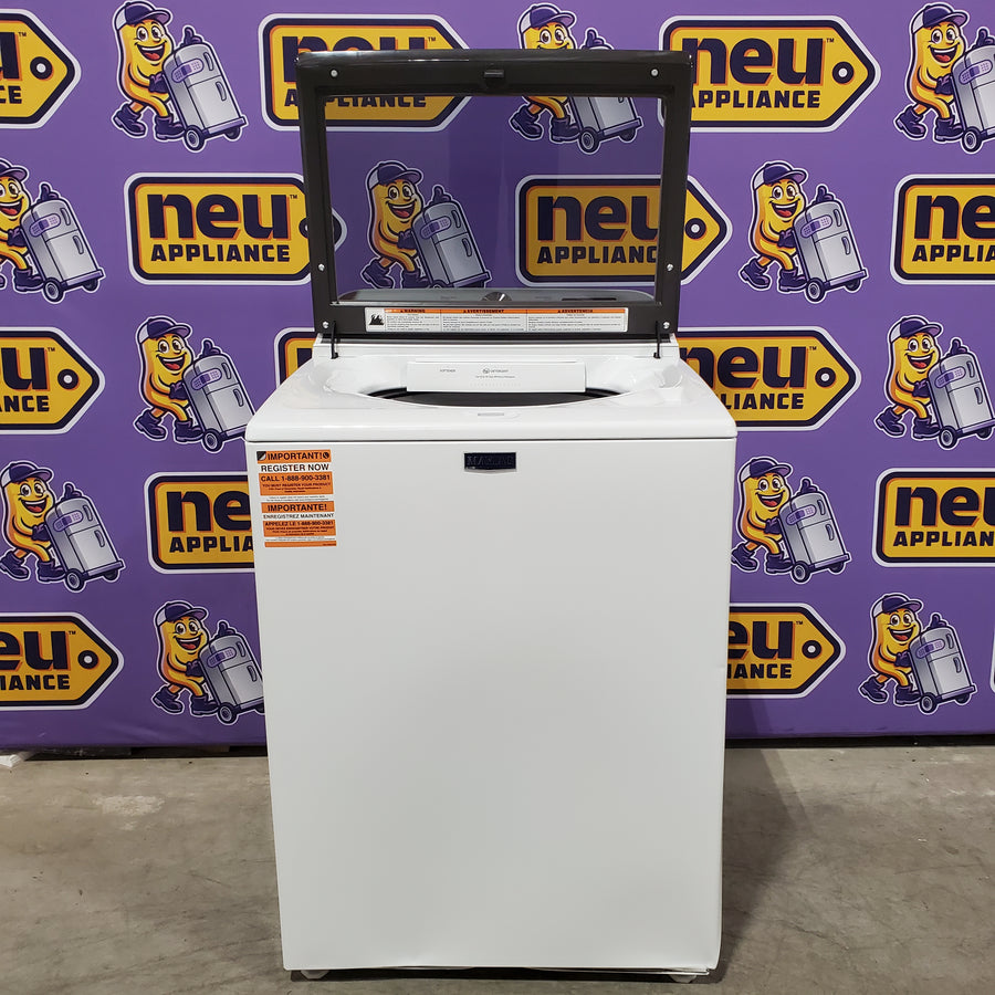 Maytag Top Load 4.8 cu ft Washer with Deep Fill and Slow-Close Glass Lid MVW6200KW - Scratch & Dent (Major) and Maytag 7.0 cu ft Electric Dryer with Moisture Sensing and Quick Dry Cycle 16242 - MED6200KW - Scratch & Dent (Minor)