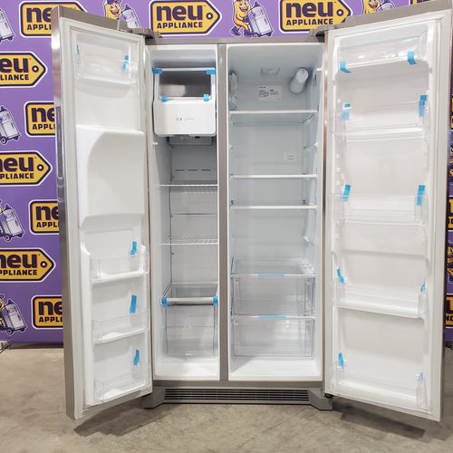 Frigidaire 25.6 cu. ft. ENERGY STAR Side by Side Refrigerator with Exterior Water and Ice Dispenser in Stainless Steel FRSS2623AS - Scratch & Dent (Minor)