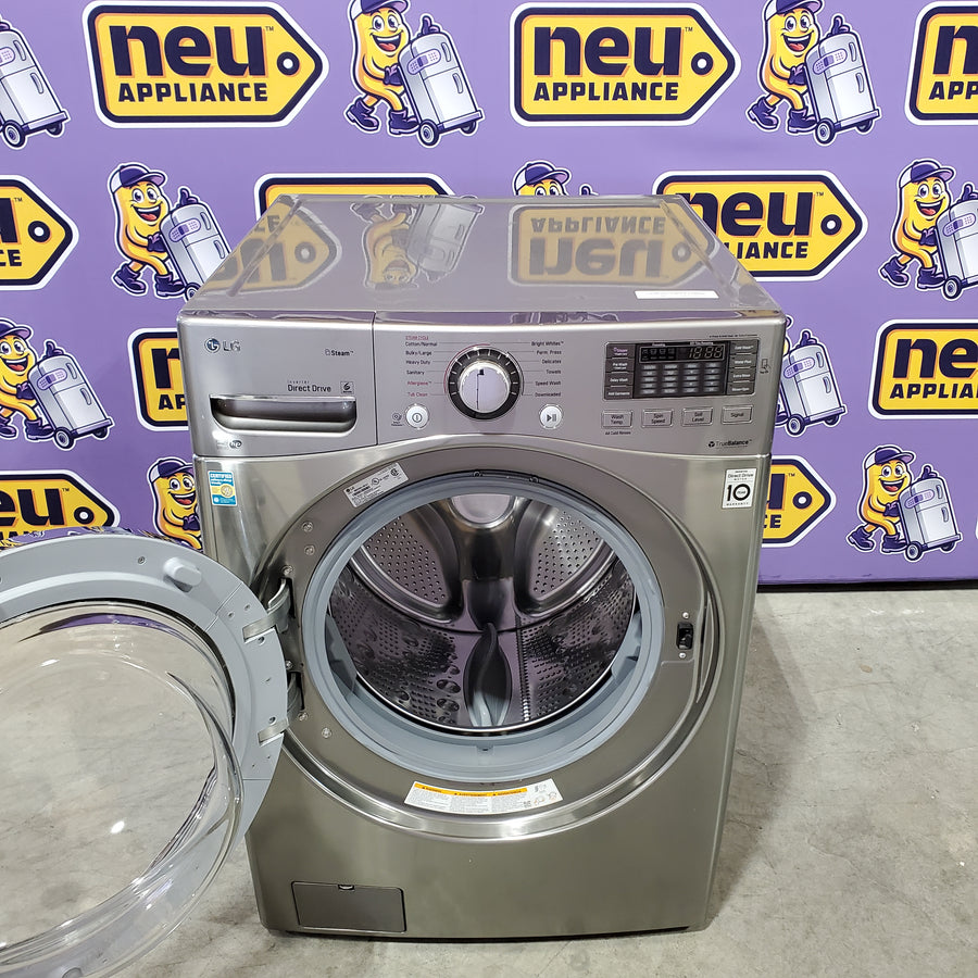 LG 4.5 cu. ft. Ultra Large Capacity Front Load Washer with Steam Technology in White 05121CR83 - WM3670HVA - Scratch & Dent (Moderate)