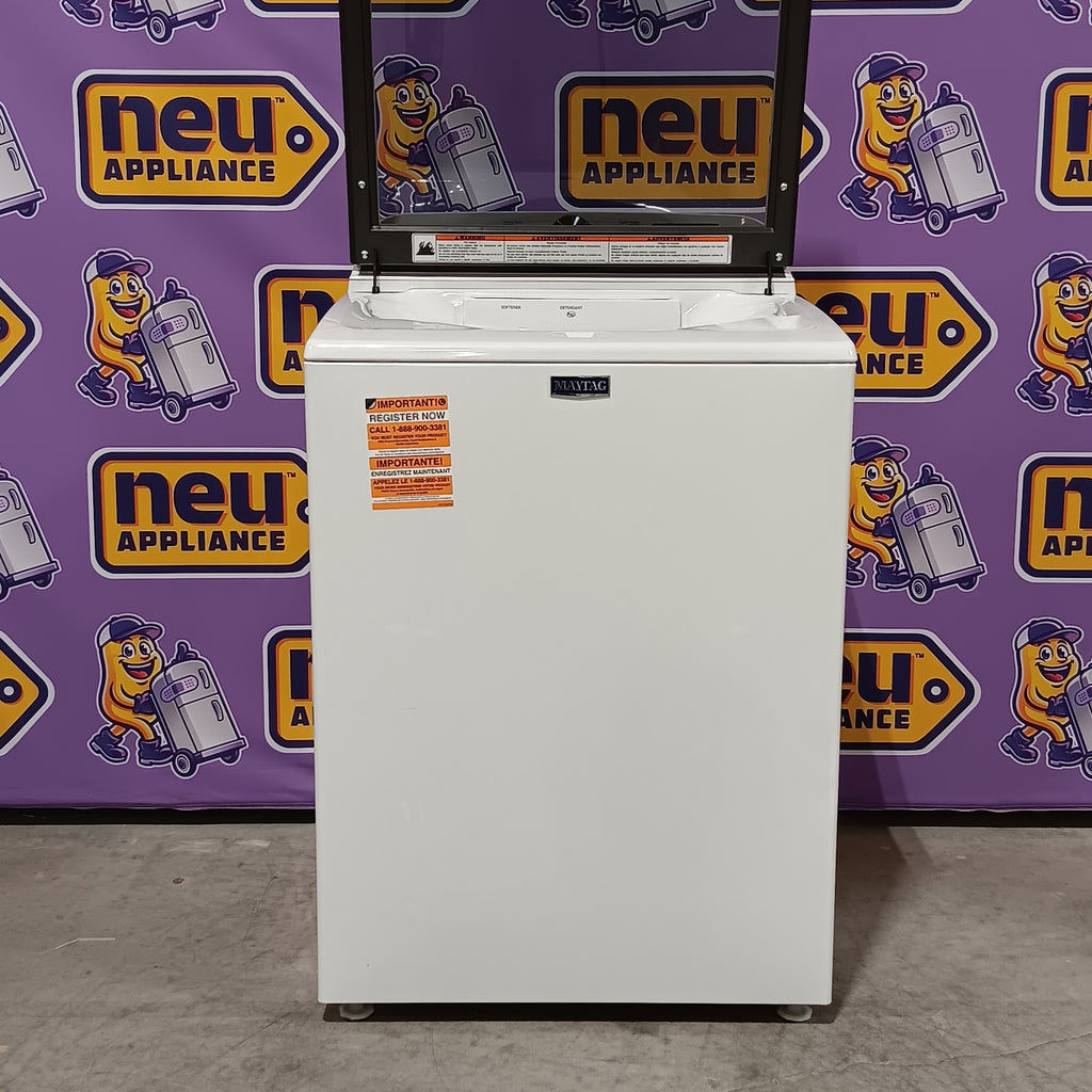 Pictures of Maytag Top Load 4.8 cu ft Washer with Deep Fill and Slow-Close Glass Lid MVW6200KW - Scratch & Dent (Minor) and Maytag 7.0 cu ft Electric Dryer with Moisture Sensing and Quick Dry Cycle 16156 - MED6200KW - Open Box - Neu Appliance Outlet - Discount Appliance Outlet in Austin, Tx