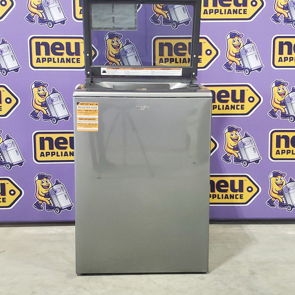 Pictures of Whirlpool Chrome Shadow Top Load 5.2 Cu. Ft. Washer with Removable Agitator WTW8127LC and Whirlpool Chrome Shadow Electric 7.4 Cu. Ft. Dryer with Moisture Sensor WED8127LC - Scratch and Dent Minor - Neu Appliance Outlet - Discount Appliance Outlet in Austin, Tx